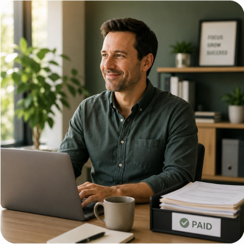 Small business owner managing their billing